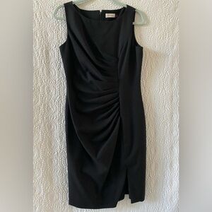 Calvin Klein Frontburst Jewel Neck Sleeveless Ruched Sheath Dress